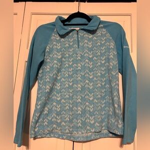 Columbia Kid’s Patterned Blue & White Quarter Zip Jacket